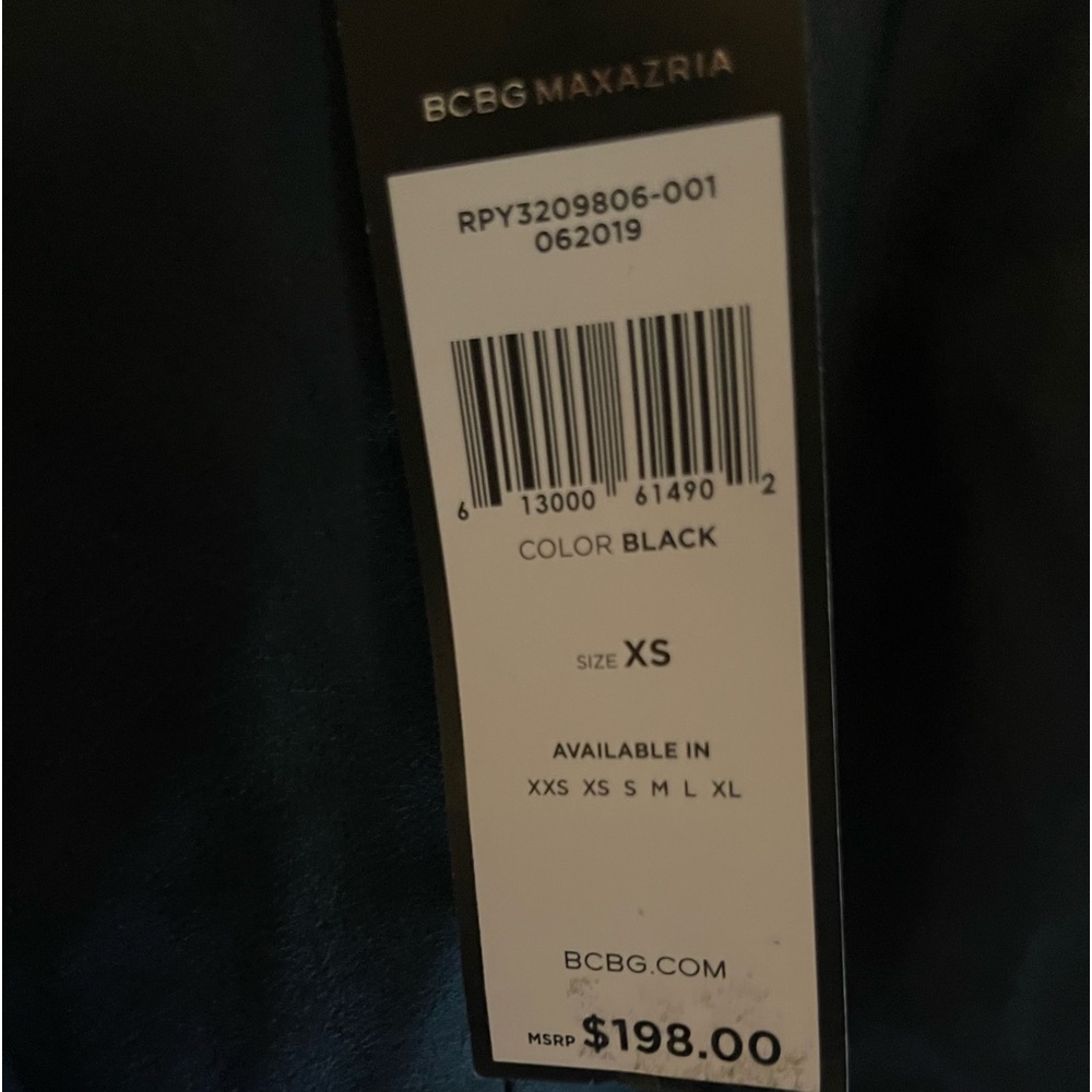 BCBG Maxzaria XS Black leather skirt with side details & full zip New with tags